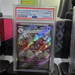 Pokemon 2024 Paldean Fates Tins Promo Charizard EX #074 PSA 10 Gem Mint - Image 1
