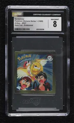 Sandshrew Rare Textured Foil Artbox Pokemon Stickers Series 1 Gold CGC 8 1999 - Image 1
