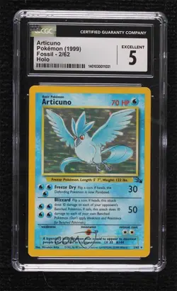 Articuno Holo Pokemon Fossil CGC 5 1999 - Image 1