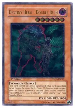 Yugioh! HP Destiny Hero - Double Dude - POTD-EN012 - Ultimate Rare - 1st Edition - Image 1