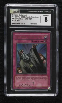 Solemn Judgment (UR) Unlimited YuGiOh Metal Raiders CGC 8 2002 - Image 1