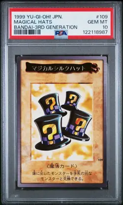 PSA 10 Magical Hats 109 Yu-Gi-Oh! Bandai 3rd Generation 1999 Yugioh Exclusive - Image 1