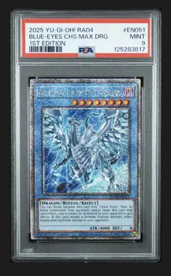 PSA 9 - Blue Eyes Chaos Max Dragon RA04 Quarter Century Secret 1st Ed. Yugioh! - Image 1