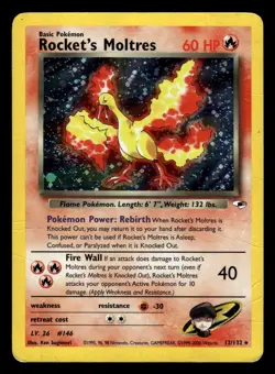 Rocket's Moltres 12/132 Holo Rare Gym Heroes Set Pokemon Card - Image 1
