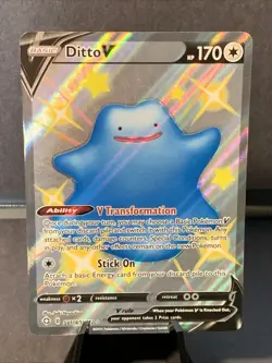 Pokemon TCG Ditto V SV118/SV122 Shining Fates Full Art Rare Near Mint Card - Image 1