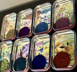 Full Pokemon Prismatic Evolutions Mini Tin Set (NO PACKS) w/ Coins & Art Cards - Image 3