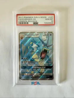 PSA 10 Gyarados GX 101/111 Full Art Crimson Invasion Pokemon Card - Image 1