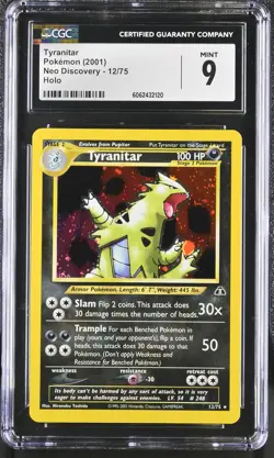 CGC 9 MINT Tyranitar 2001 Neo Discovery 12/75 Holo Pokemon Card - Image 1