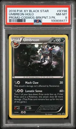 2016 Pokemon - Umbreon XY Black Star Promo 3 Pack Blisters - Cosmos #XY96 PSA 8 - Image 1
