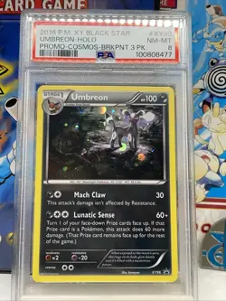 2016 Pokemon - Umbreon XY Black Star Promo 3 Pack Blisters - Cosmos #XY96 PSA 8 - Image 3