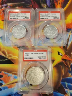 Pokemon Lugia Theme Deck & 2x Charizard World Championships Graded Coins - Image 1