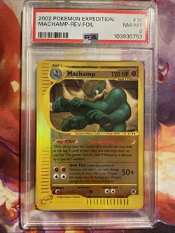 2002 POKEMON EXPEDITION #51 MACHAMP REVERSE FOIL - PSA 8 - Image 1