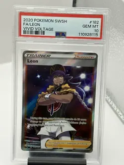 2020 Pokemon Leon Full Art Vivid Voltage 182/185 PSA 10 GEM MINT - Image 1
