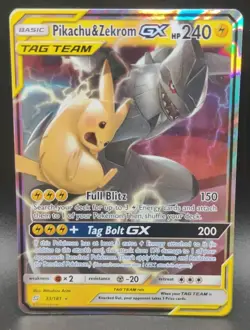 Pikachu & Zekrom GX 33/181 Sm-Team Up Holo Pokemon TCG NM - Image 1