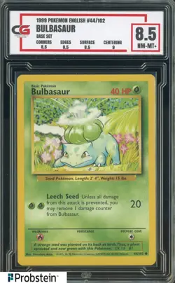 1999 Pokemon Base Set #44/102 Bulbasaur CG 8.5 NM-MT+ - Image 1