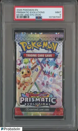 2025 Pokemon EN Prismatic Evolutions Booster Pack Eevee Sylveon PSA 9 MINT - Image 1