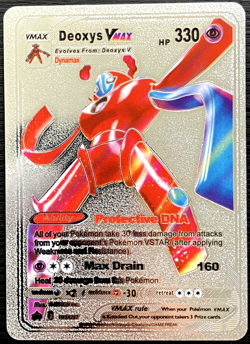 Deoxys Vmax Silver Foil Fan Art Vinyl Collector Pokemon Card Customed - Image 1