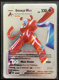 Deoxys Vmax Silver Foil Fan Art Vinyl Collector Pokemon Card Customed - Image 4