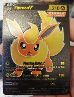 Pokemon Flareon V 169/203 Single Strike Black Foil Fan Art Card - Image 1