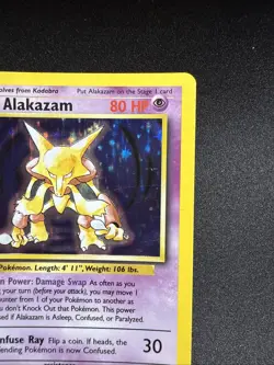 Pokemon TCG Alakazam Base Set Holo Card 1/102 Unlimited Holo Rare, LP Condition - Image 2