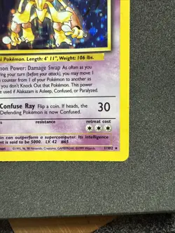 Pokemon TCG Alakazam Base Set Holo Card 1/102 Unlimited Holo Rare, LP Condition - Image 3