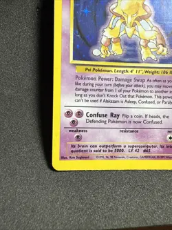 Pokemon TCG Alakazam Base Set Holo Card 1/102 Unlimited Holo Rare, LP Condition - Image 4