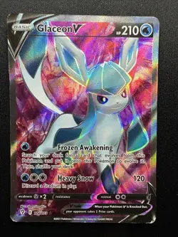 Glaceon V (Full Art) 174/203 SWSH07: Evolving Skies Holo 2021 Pokemon Card LP/MP - Image 1