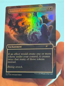 1X FOIL Anointed Procession BORDERLESS MINT MTG Magic Secret Lair Cat Dog Art - Image 2