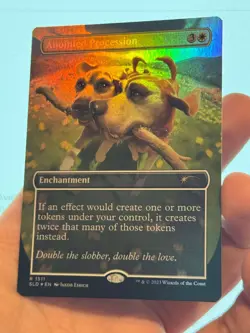 1X FOIL Anointed Procession BORDERLESS MINT MTG Magic Secret Lair Cat Dog Art - Image 3
