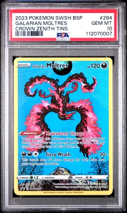 2023 POKEMON SWSH BLACK STAR PROMO CROWN ZENITH TINS GALARIAN MOLTRES PSA 10 - Image 1