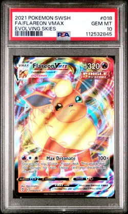2021 POKEMON SWORD & SHIELD EVOLVING SKIES #018 FULL ART/FLAREON VMAX PSA 10 - Image 1