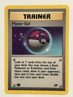 Master Ball 116/132 Gym Challenge 1st Edition Poke my TCG Trainer Card - Image 1