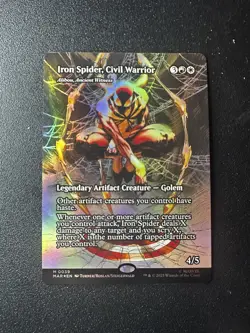 Foil MTG Marvel Universe IRON SPIDER, CIVIL WARRIOR Borderless Foil NM (0039) - Image 1