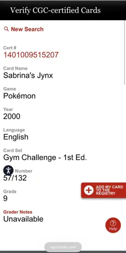 Pokemon 2000 Gym Challenge 57 Sabrina's Jynx 1st Edition CGC 9 Mint - Image 4