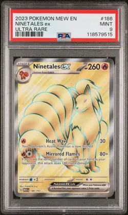 2023 POKEMON MEW EN-151 ULTRA RARE #186 NINETALES EX PSA 9 - Image 1