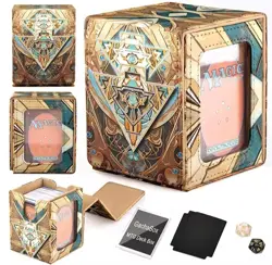 Yugioh TCG Millennium Puzzle Gold 100 Card Deck Box w/ Ace Monster display - Image 1