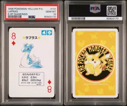 PSA 10 GEM MINT Pokemon Yellow Playing Card - Lapras 8 of Diamonds (POP 3) - Image 1
