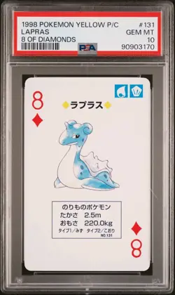 PSA 10 GEM MINT Pokemon Yellow Playing Card - Lapras 8 of Diamonds (POP 3) - Image 2