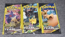 Pokemon Sun & Moon Team Up Booster Pack (3 Card Mini Pack) Lot Sealed - Image 1