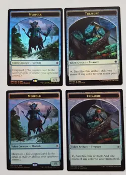 Magic The Gathering - MTG - Merfolk/Treasure 001 - FNM Promo Foil x 4 - NM - Image 1