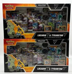 Lot of (2) Pokemon TCG Heavy Hitters Premium Collection Lucario and Tyranitar V - Image 1