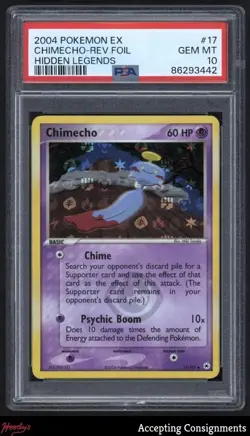 2004 Pokemon EX Hidden Legends Reverse Foil #17 Chimecho Rare PSA 10 Gem - Image 1