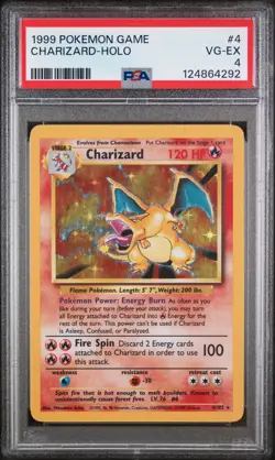 1999 POKEMON BASE SET UNLIMITED #4 CHARIZARD-HOLO PSA 4 - Image 1