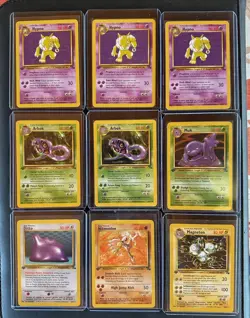 Pokemon (9) Fossil 1st Ed. Cards - Ditto 18, Hypno 23, Hitmonlee 22, Magneton 26 - Image 1