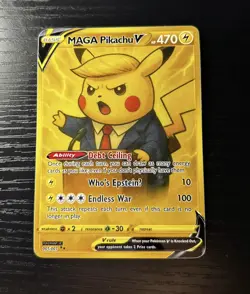 Pikachu MAGA Custom Pokemon Card - Just Fan Art, Pokeman Isn’t Political : ) - Image 2