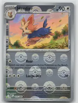 Pokemon Card Herdier (Poke Ball Pattern) Common SV: White Flare 075/086 NM - Image 1