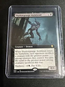 MTG Shadowgrange Archfiend Extended Art 060 NM+ Rare Crimson Vow Commander VOC - Image 1