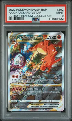 2022 POKEMON SWSH BLACK STAR PROMO #262 FULL ART/CHARIZARD VSTAR PSA 9 - Image 1