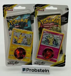 Lot of (2) Pokemon Team Up Checklane Blister Pack Mimikyu & Pikachu - Image 1