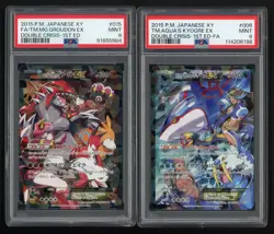 2015 Pokemon JPN XY Double Crisis 1st Ed Groudon Ex FA Kyogre Ex #006 #015 PSA 9 - Image 1